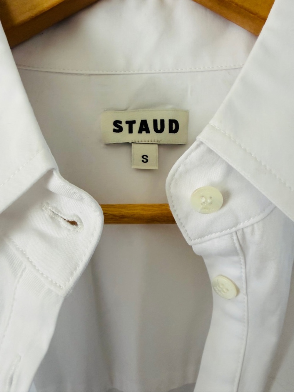 NEW NWT Staud ‘Cynthia’ Stretch-Cotton Mini-Shirtdress White S Button Down Dress - Picture 4 of 7